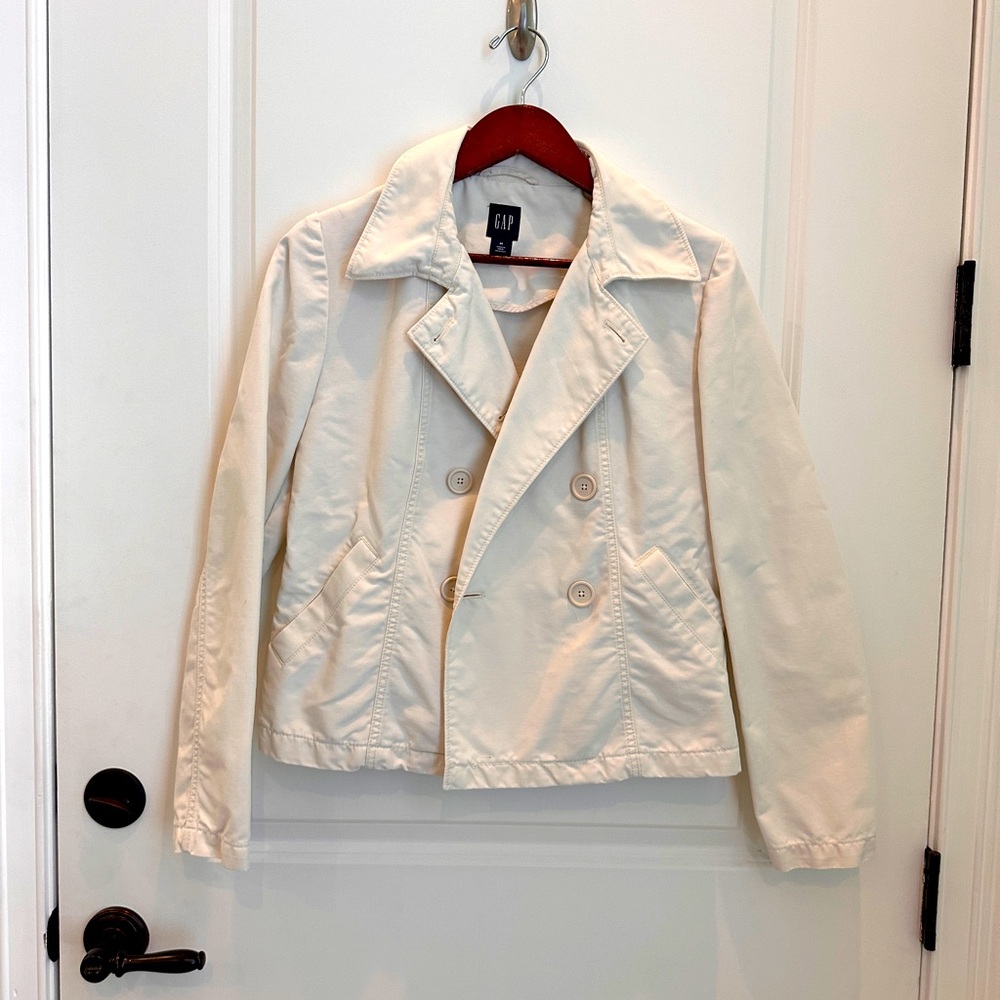 GAP Women's Cream Cotton Canvas Peacoat - Size Medium